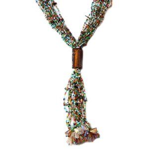 Multi-strand Beaded Tassle Y-Necklace